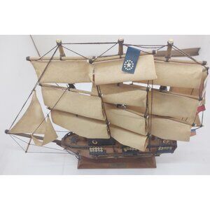 Vintage Wooden USS Constitution Ship Model Nautical Decor Sailing Warship